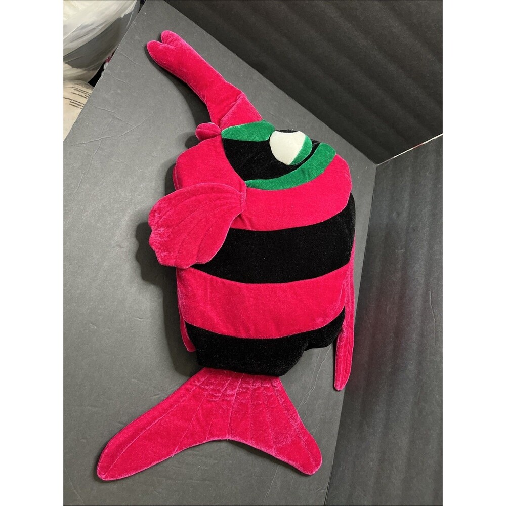 Vintage CHRISHA Playful Plush Fushia Black Striped Fish Hat Halloween Costume